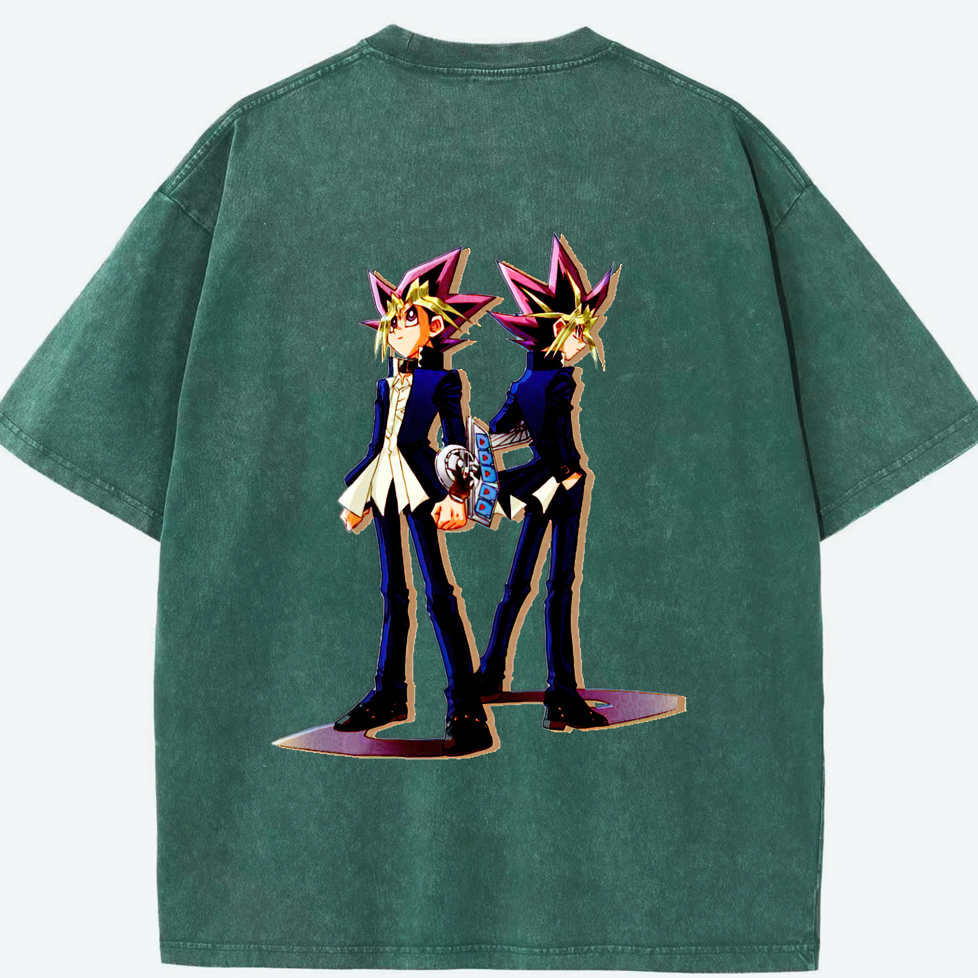 （画像用） 遊☆戯☆王 Yu-Gi-Oh! 綿100% ヴィンテージ風 半袖Tシャツ（背面プリント）
